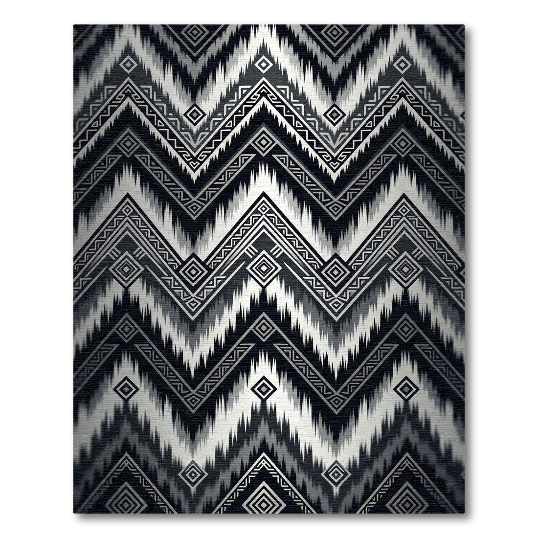 Monochromatic Geometric Zigzag Tribal Chevron Rug