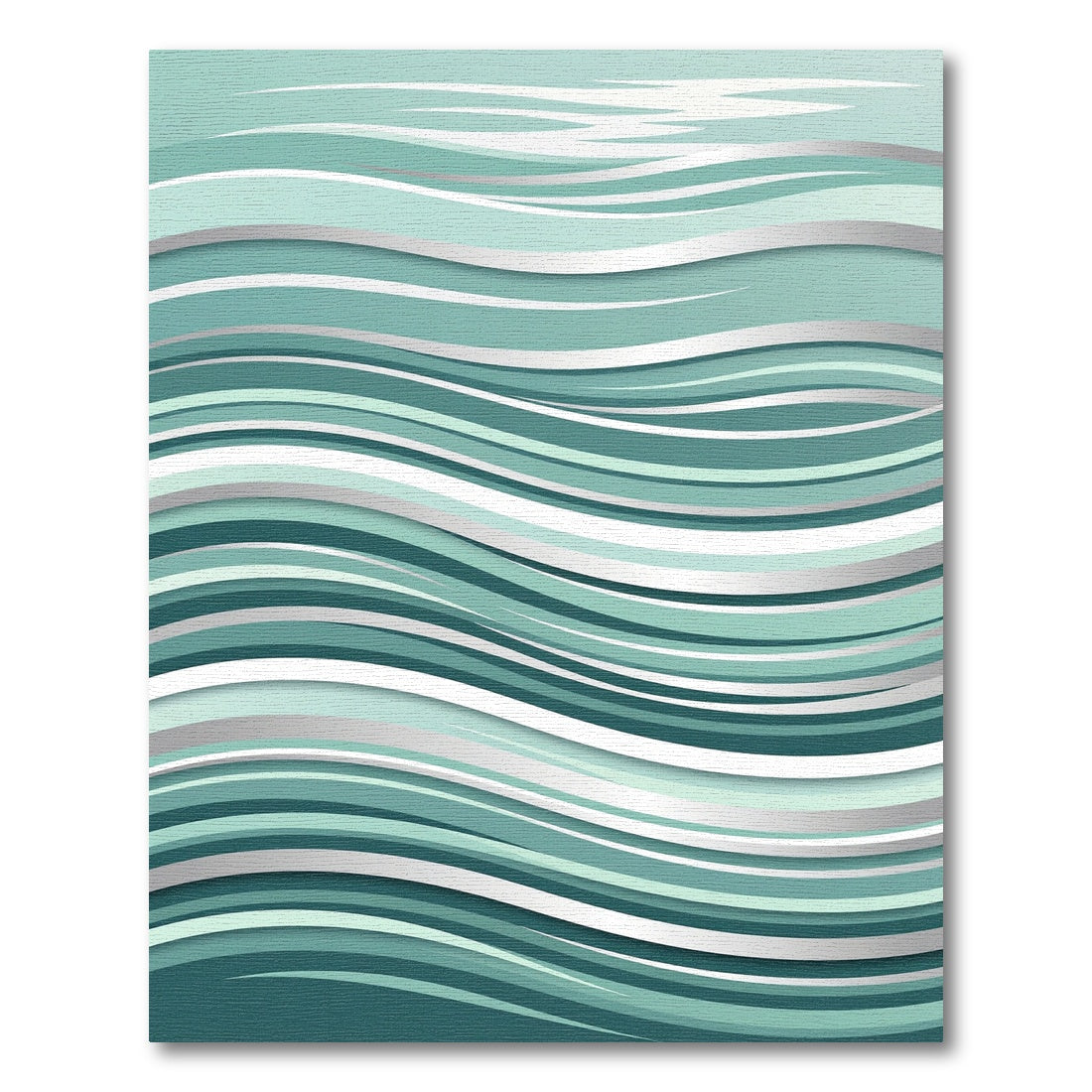 Layered Teal Blue Abstract Ripple Rug
