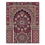 Crimson Floral Archway Intricate Mandala Rug