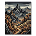 Earthy Canyon Scene Jagged Peaks Rug
