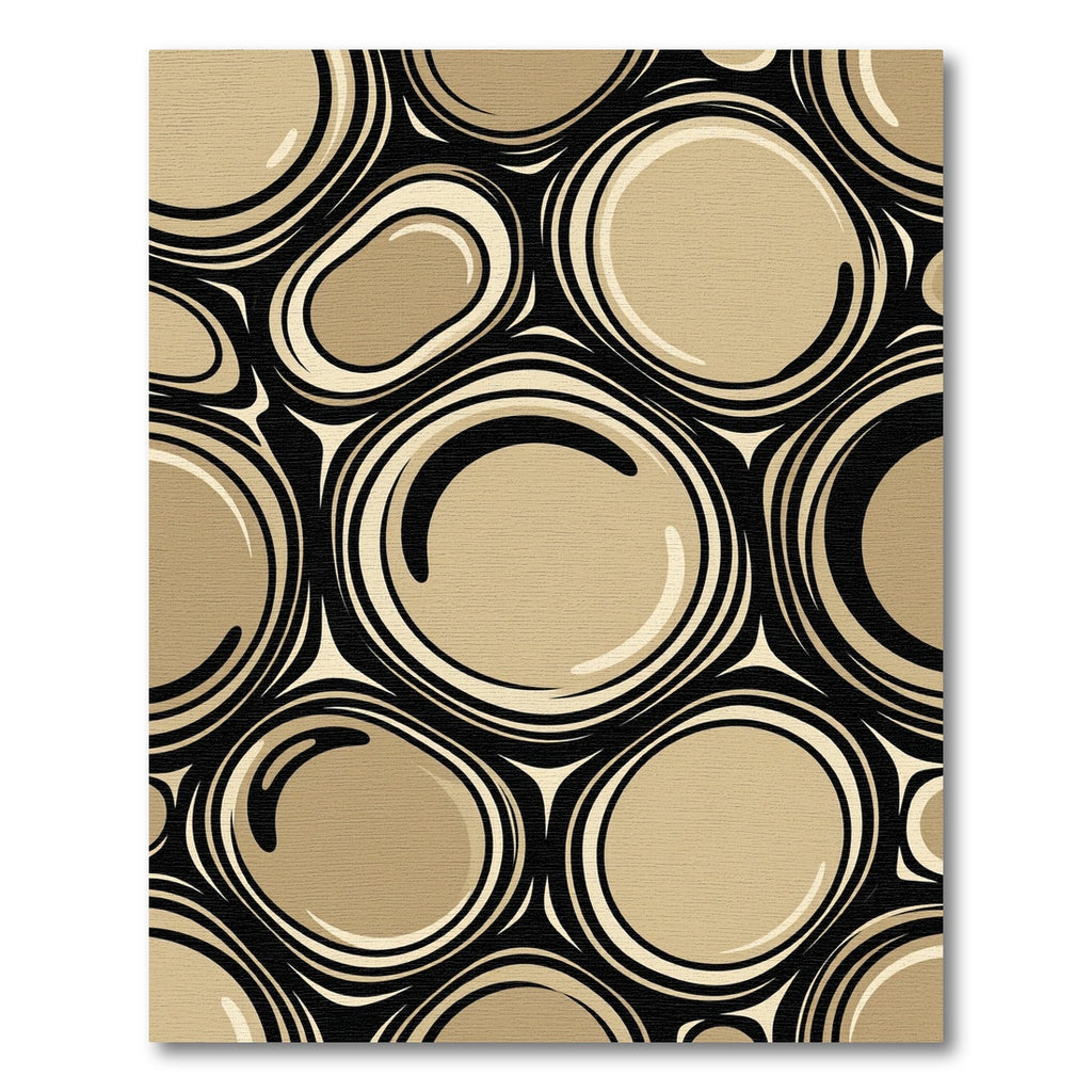 Earthy Taupe Concentric Circle Abstract Rug