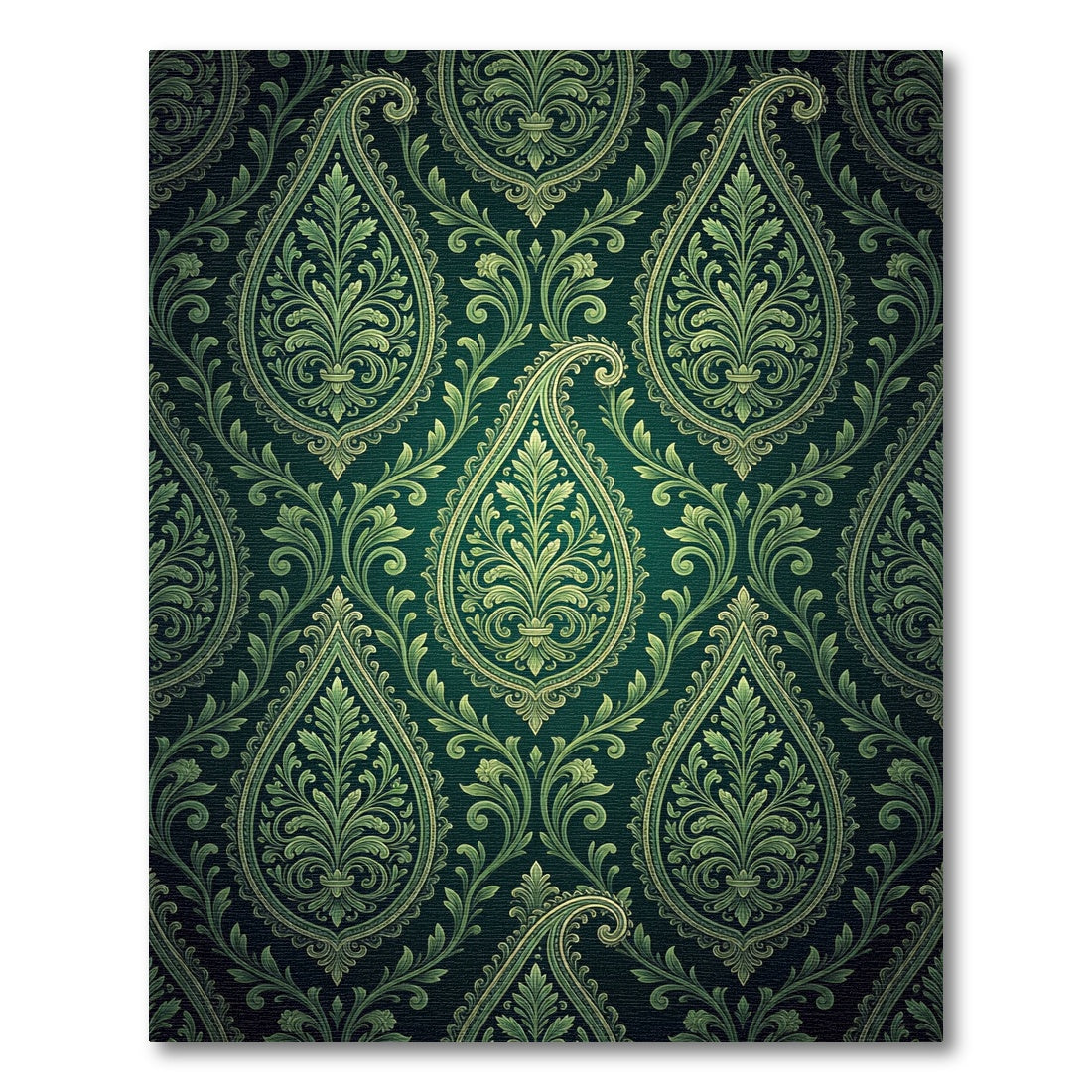Emerald Green Ornate Paisley Scroll Rug