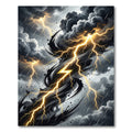 Electric Golden Lightning Storm Abstract Rug