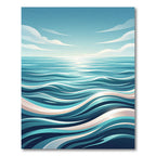 Serene Blue Abstract Ocean Wave Rug