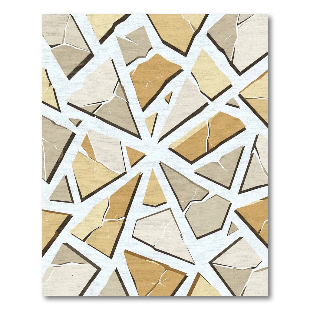 Modern Earth Tone Geometric Shattered Stone Rug