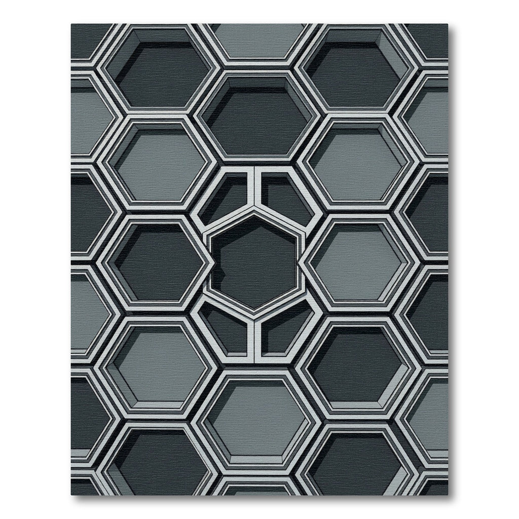 Sophisticated Charcoal Gray Geometric Honeycomb Rug