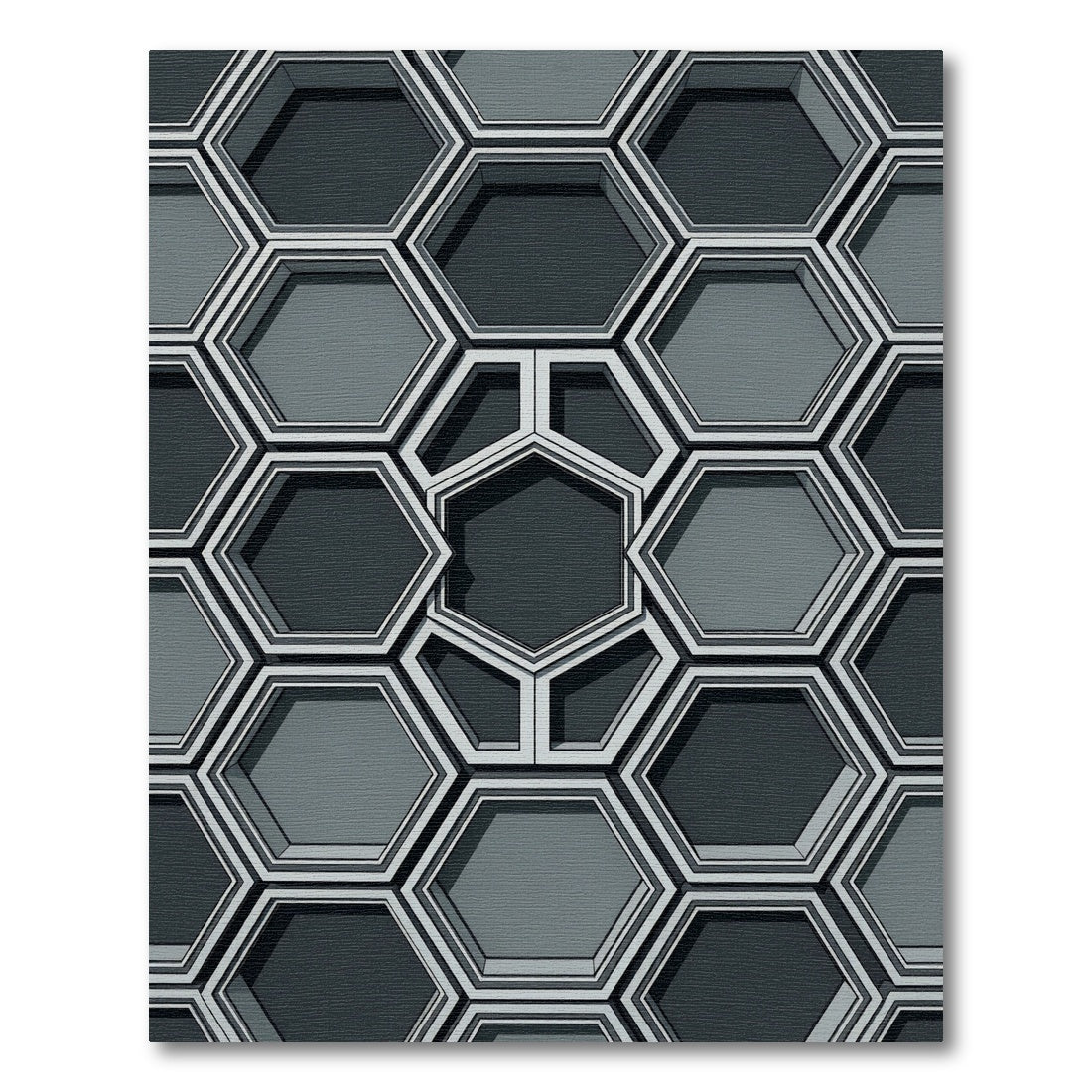 Sophisticated Charcoal Gray Geometric Honeycomb Rug