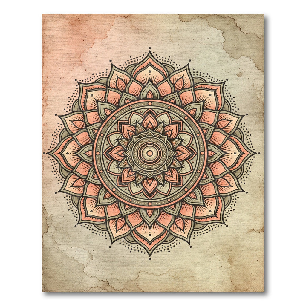Coral Orange Floral Mandala Rug