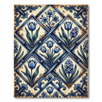 Vintage Blue Floral Diamond Arrangement Rug