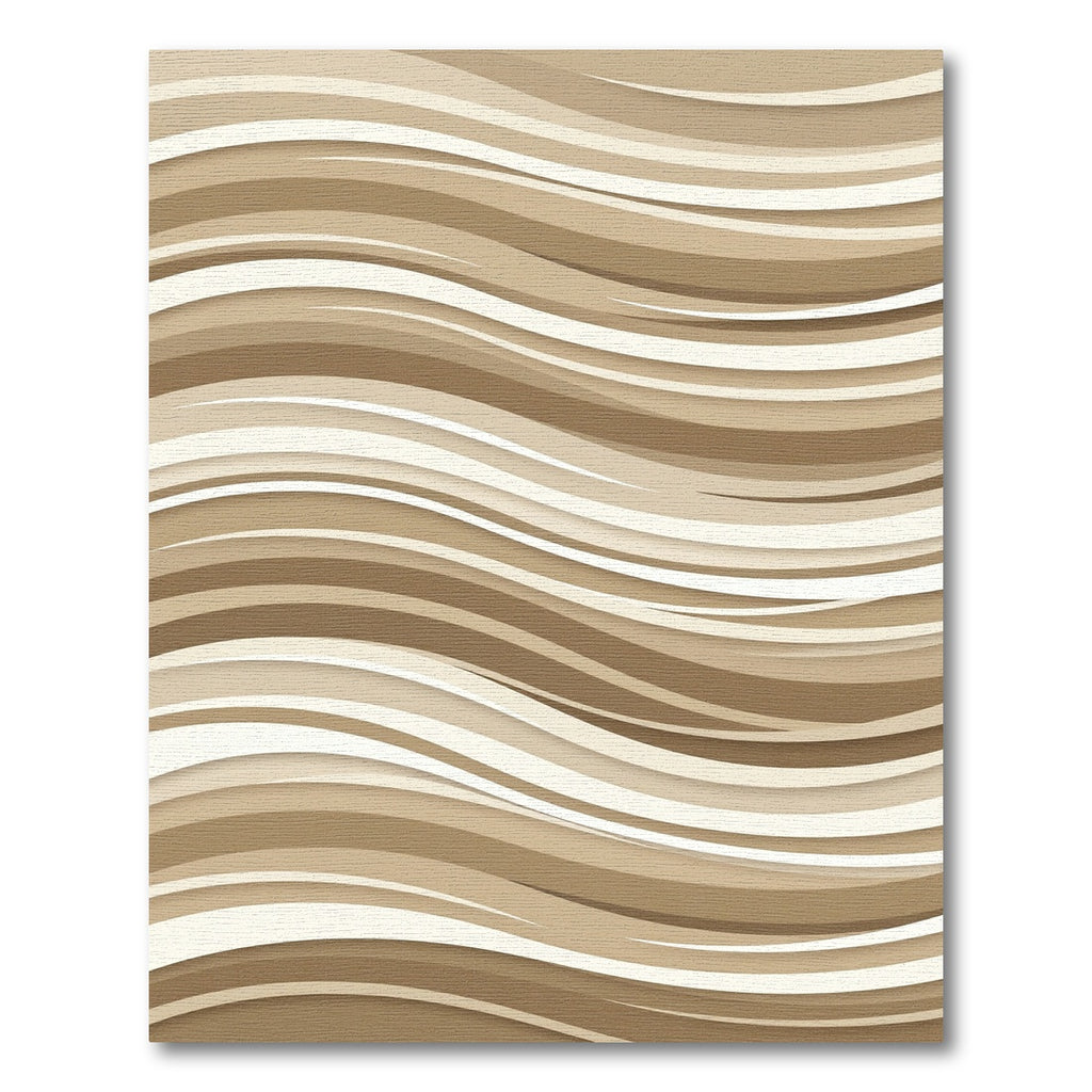 Modern Beige Layered Wavy Lines Rug