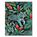 Turquoise Tigers Lush Jungle Foliage Rug