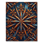 Deep Blue Orange Starburst Foliage Rug