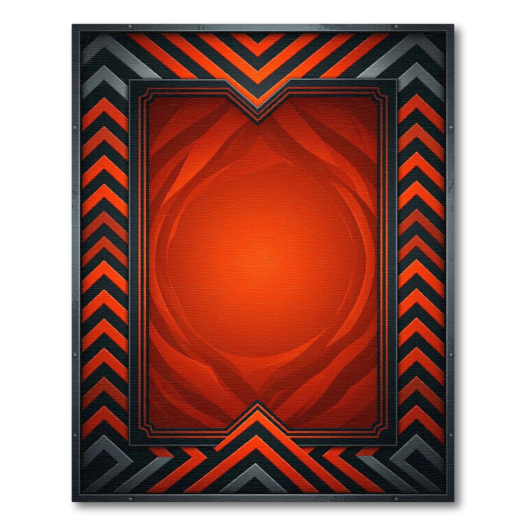 Bold Orange Chevron With Metal Frame Rug