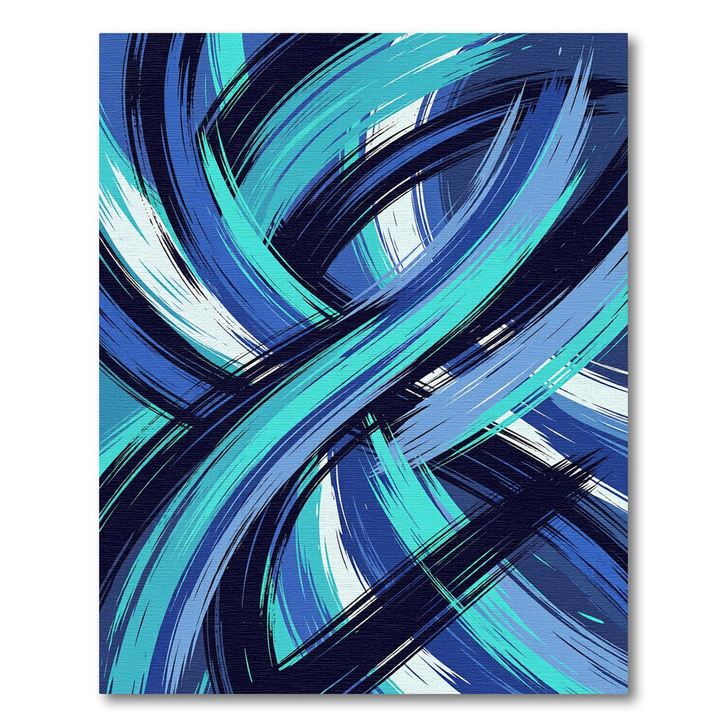 Modern Ethereal Blue Abstract Swirl Flow Rug