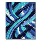 Modern Ethereal Blue Abstract Swirl Flow Rug