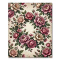 Elegant Vintage Floral Cream Rose Wreath Rug