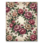 Elegant Vintage Floral Cream Rose Wreath Rug