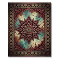 Starry Crimson Teal Ornate Geometric Medallion Rug