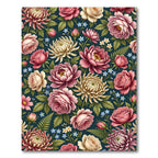 Deep Teal Floral Garden Roses Rug
