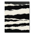 Minimalist Black and Cream Torn Stripe Rug