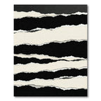 Minimalist Black and Cream Torn Stripe Rug