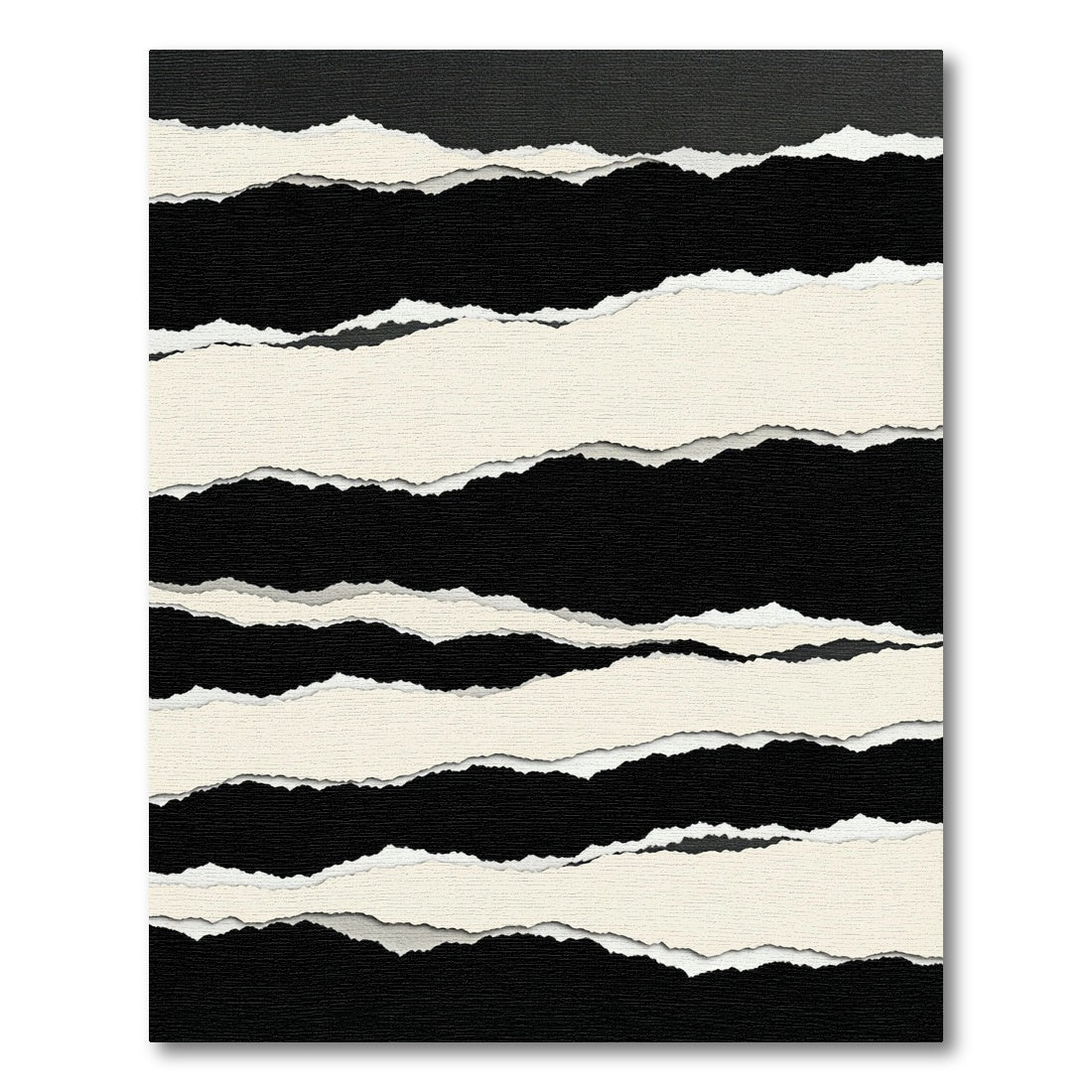Minimalist Black and Cream Torn Stripe Rug