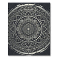 Monochrome Silver Circular Mandala Medallion Rug