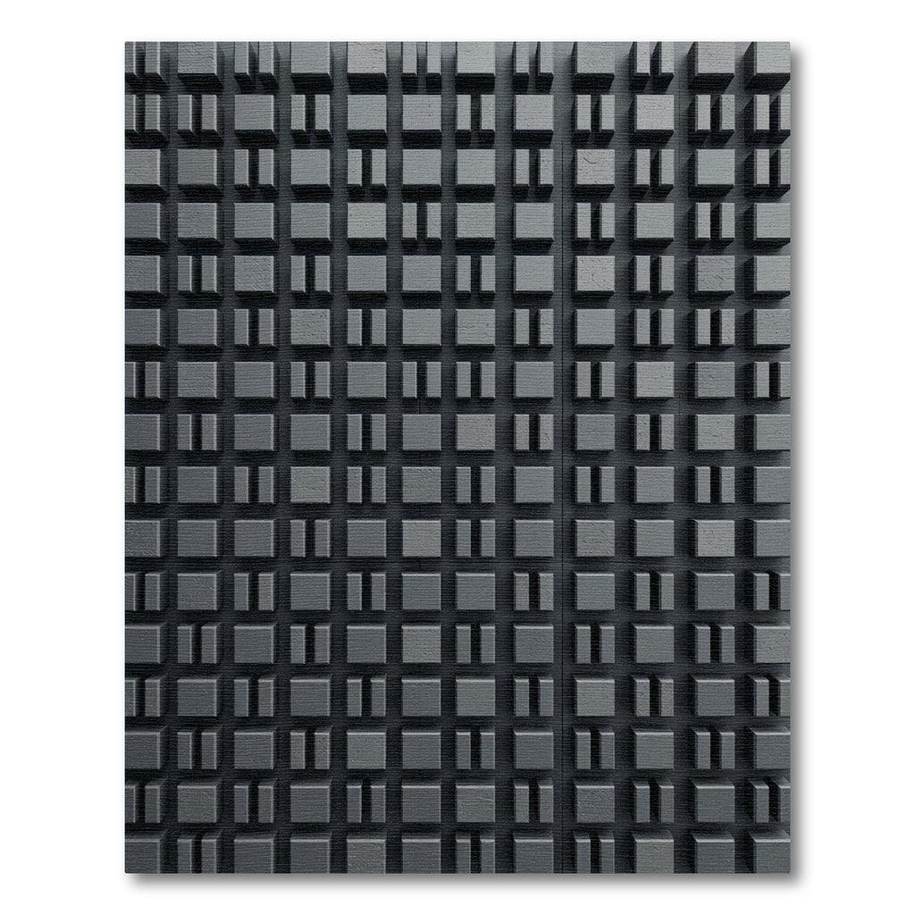Charcoal Three Dimensional Geometric Block Grid Rug