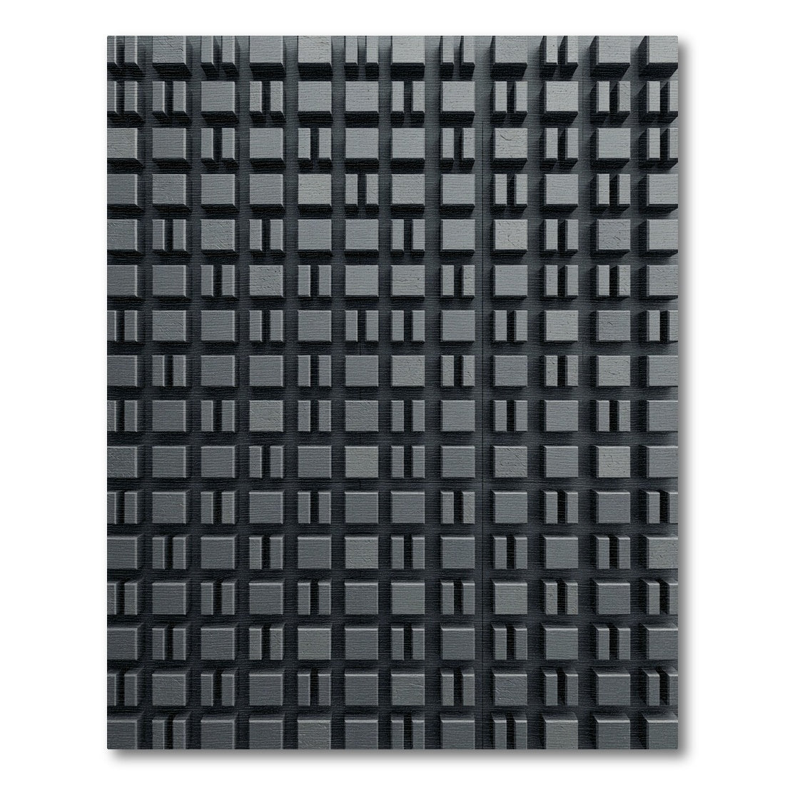 Charcoal Three Dimensional Geometric Block Grid Rug