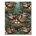 Mallard Duck Pond Wildlife Illustration Rug