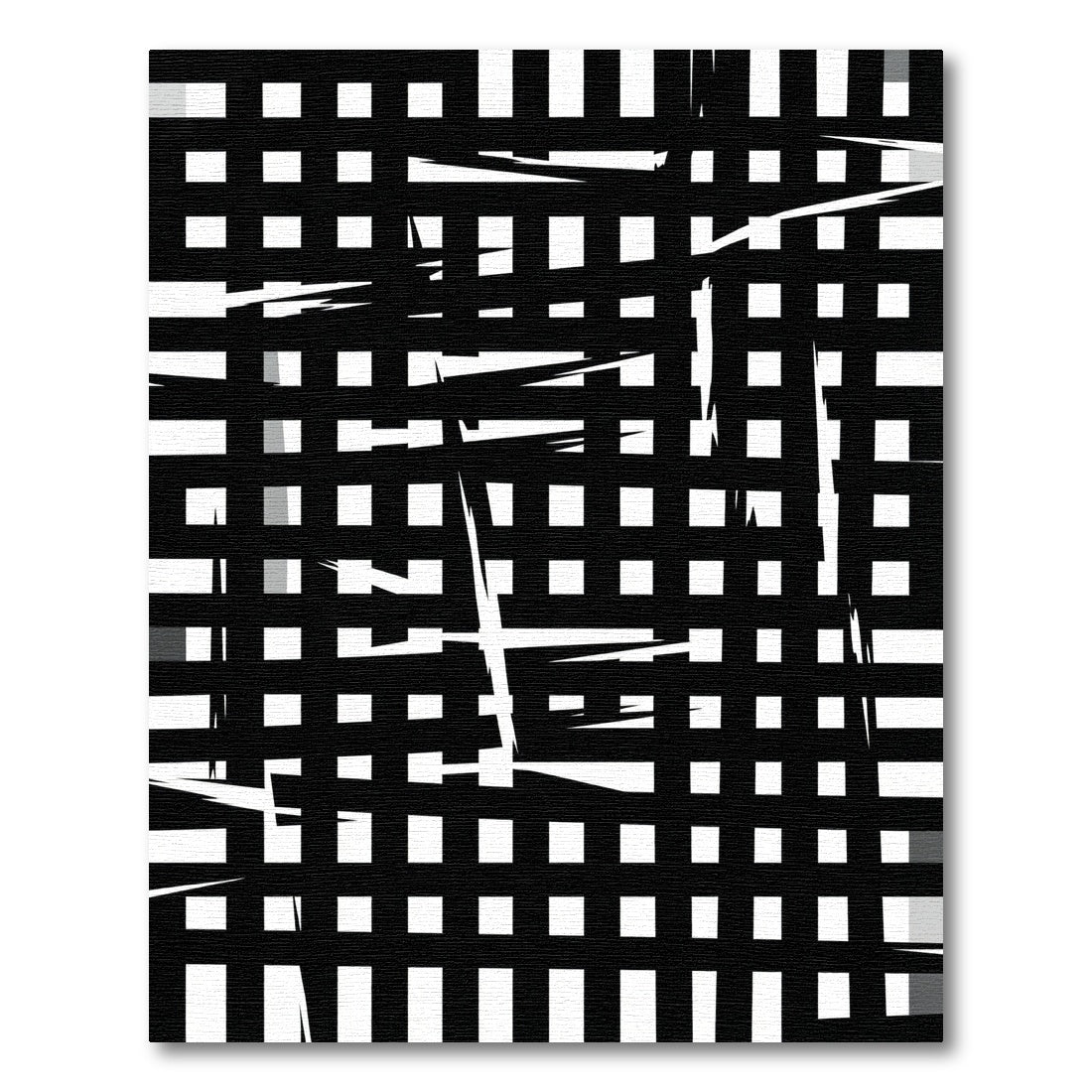 Monochrome Jagged Grid Composition Rug