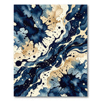 Deep Blue Ink Splash Watercolor Rug