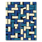 Woven Navy Cream Flag Abstract Grid Rug