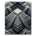 Monochrome Geometric Staircase Ascending Rug