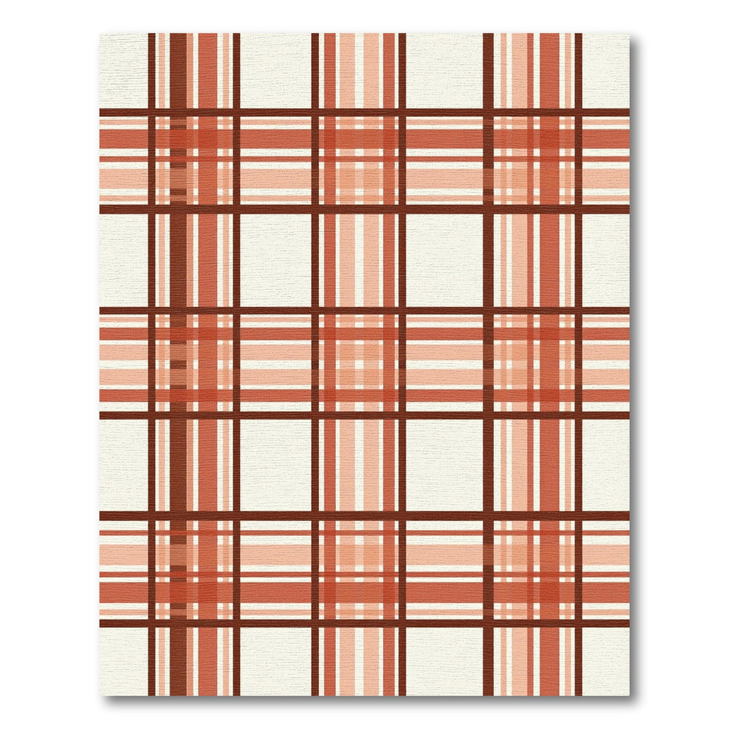 Terracotta Tan Plaid Squared Overlay Rug