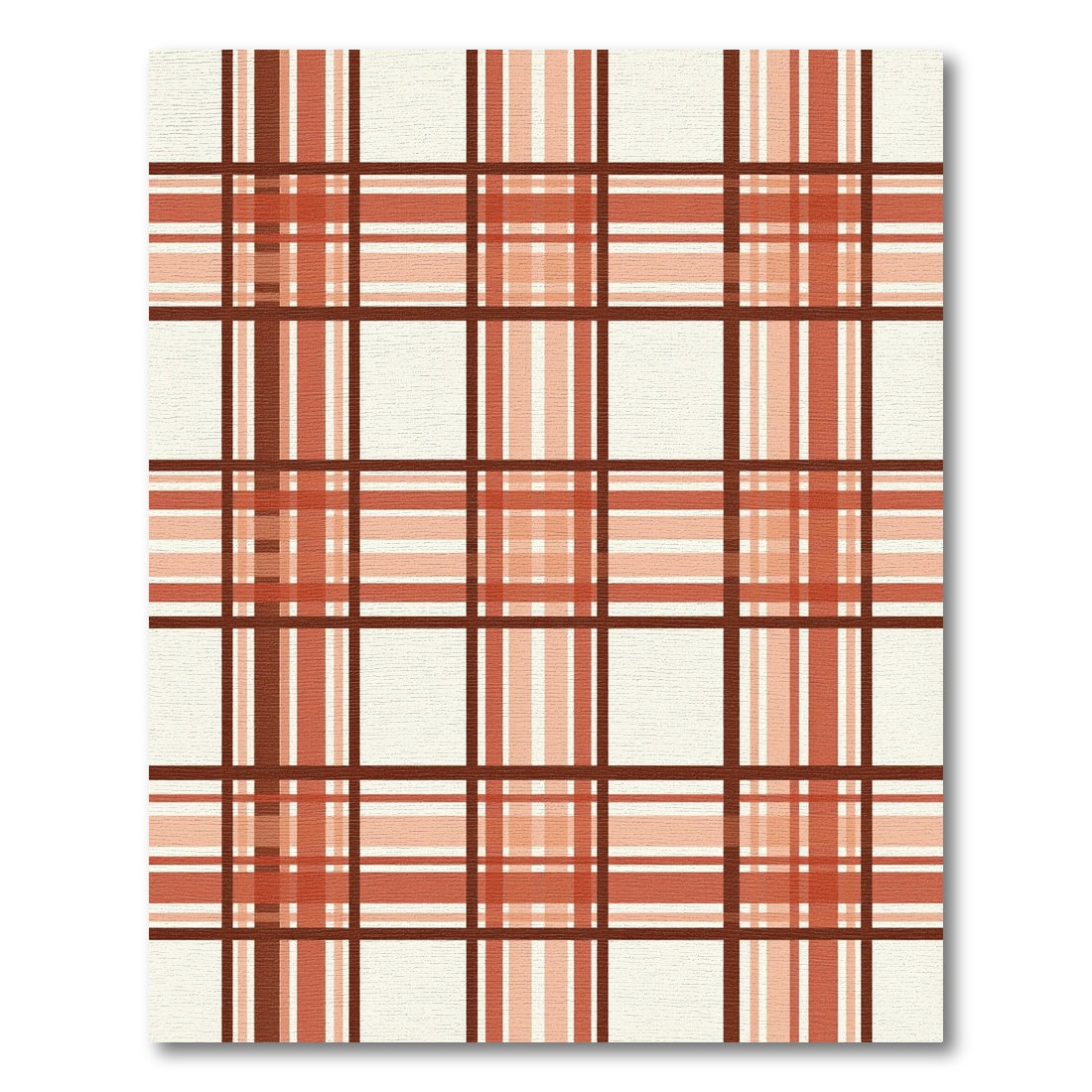 Terracotta Tan Plaid Squared Overlay Rug