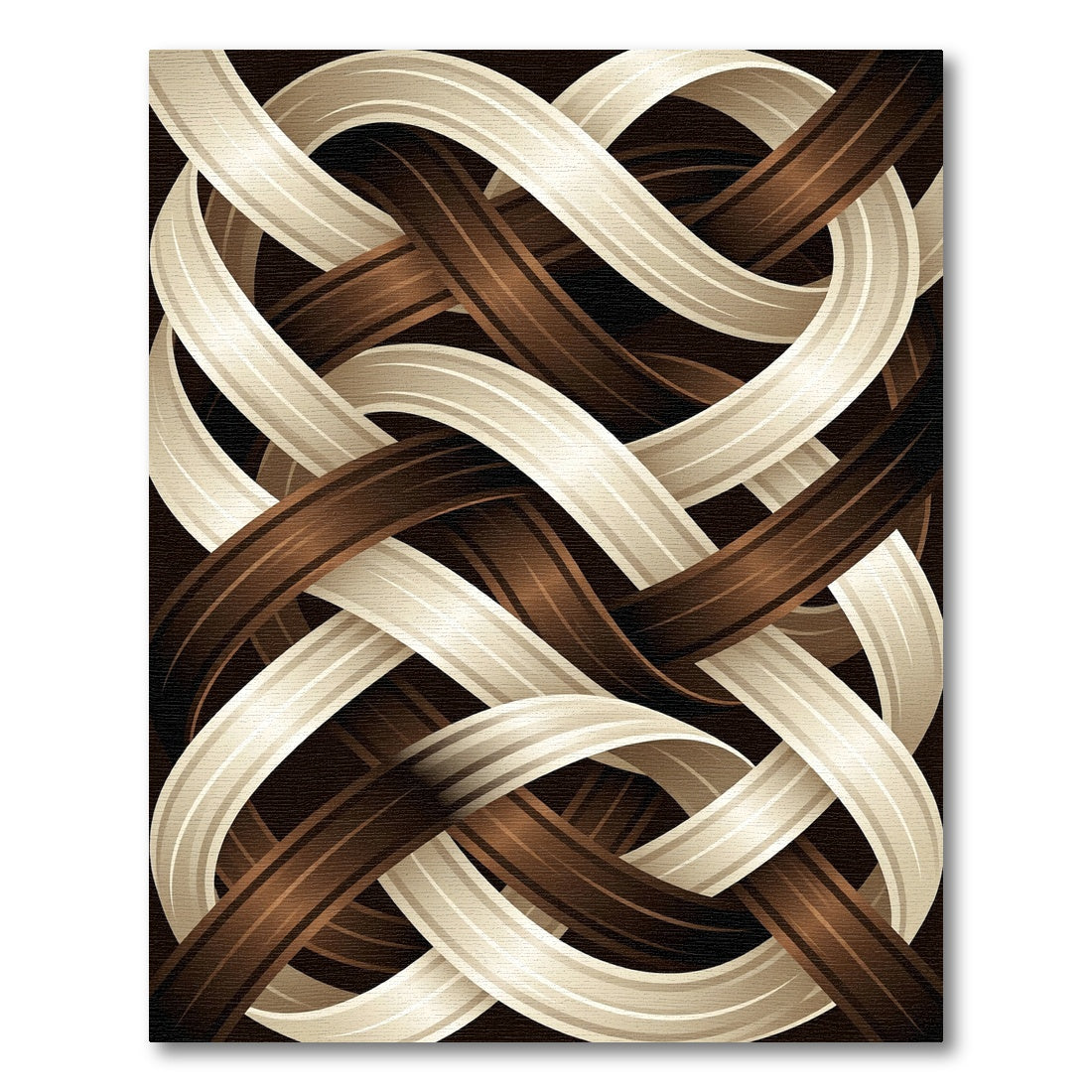 Elegant Intertwined Ivory and Chocolate Woven Rug