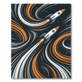 Dynamic Cosmic Rocket Swirl Abstract Art Rug