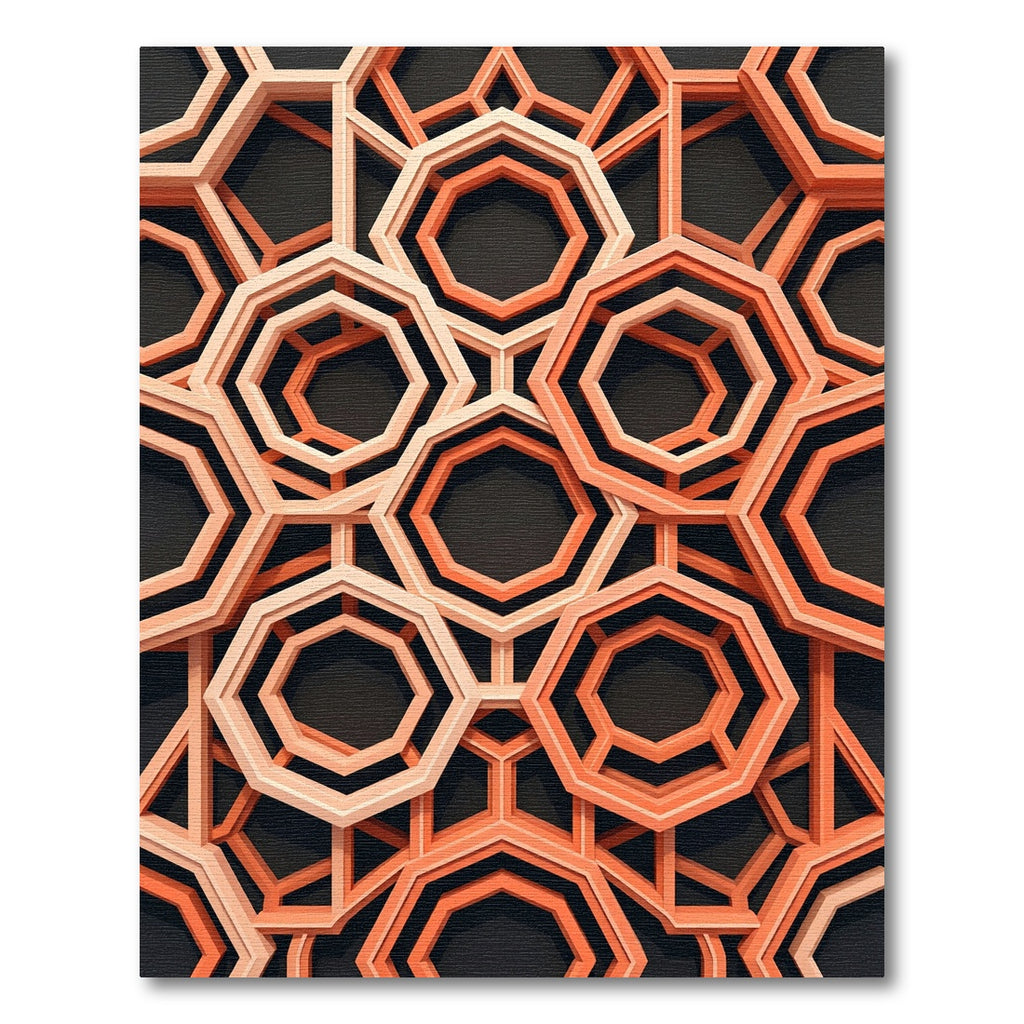 Geometric Terracotta Octagonal Interlocking Lattice Rug
