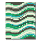 Modern Green Teal Wavy Stripe Art Rug