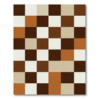 Terracotta Brown Squares Checkered Rug