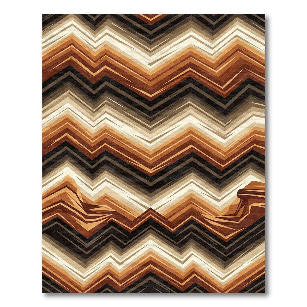 Earthy Brown Chevron Plateau Abstract Rug