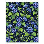 Blue Cornflower Vine Botanical Rug