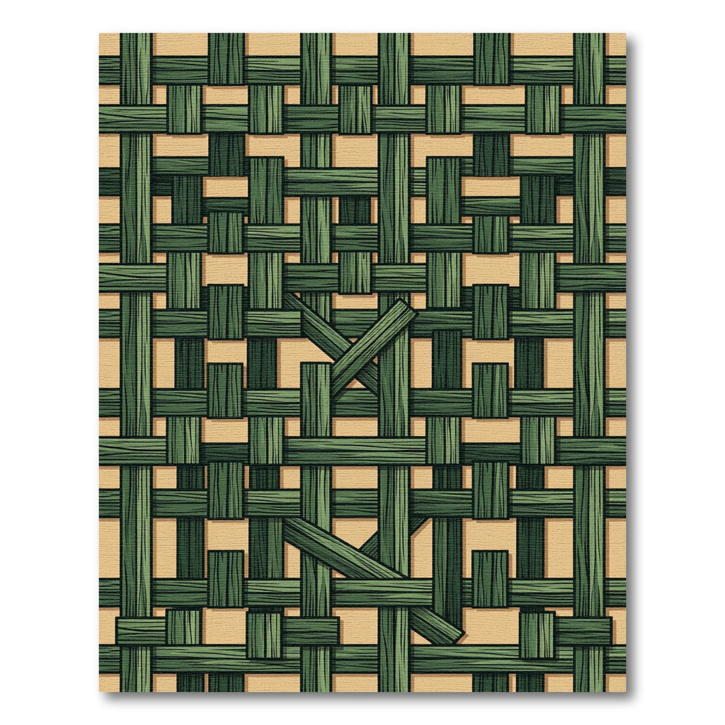 Deep Green Woven Wood Texture Rug