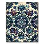 Midnight Floral Pomegranate Botanical Tapestry Rug