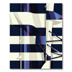 Modern Navy and White Geometric Stripe Rug