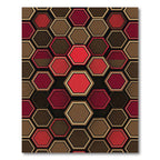 Crimson Brown Gold Hexagon Grid Rug