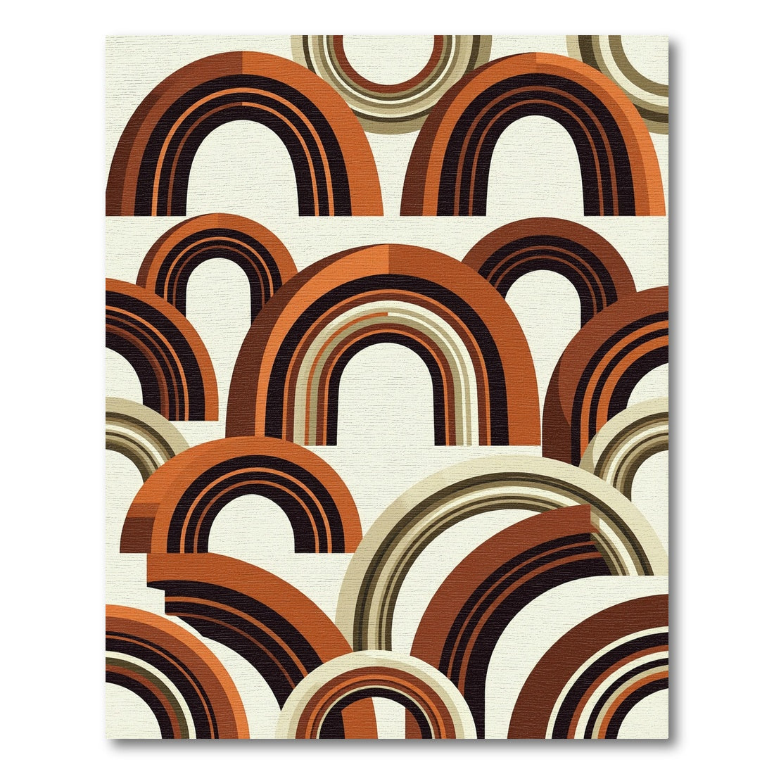Mid Century Burnt Orange Arch Abstract Rug