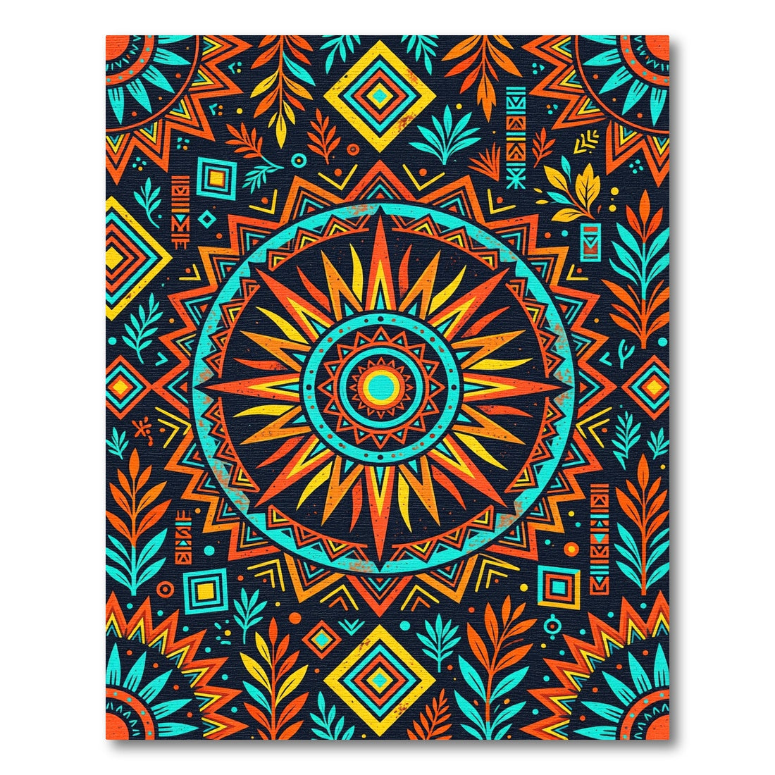 Vibrant Tribal Sun Geometric Boho Rug