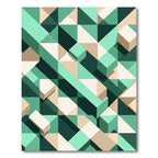 Mint Green Geometric Cube Illusion Rug